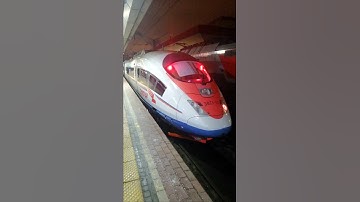 Thumbnail of Сапсан — самый быстрый поезд в России. Отправление скоростного поезда ночью. Speed train
