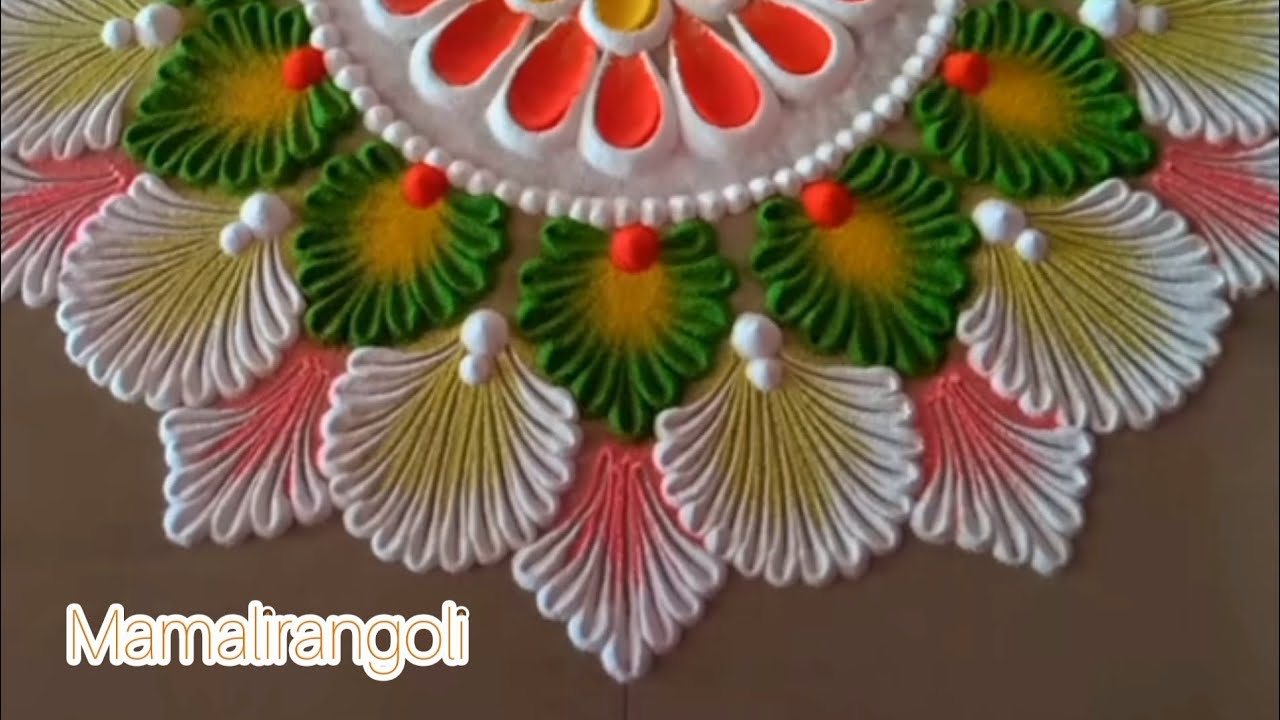 Satisfying Rangoli designs 🌈🌺🥳// simple Rangoli for Beginners #rangoli #art #muggulu 