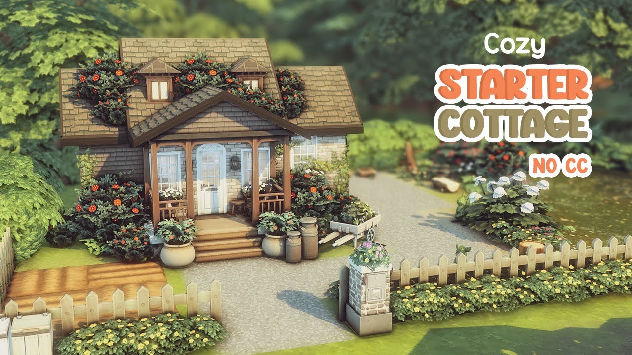 Cozy Starter Cottage 🪴 Sims 4 Speed Build - YouTube