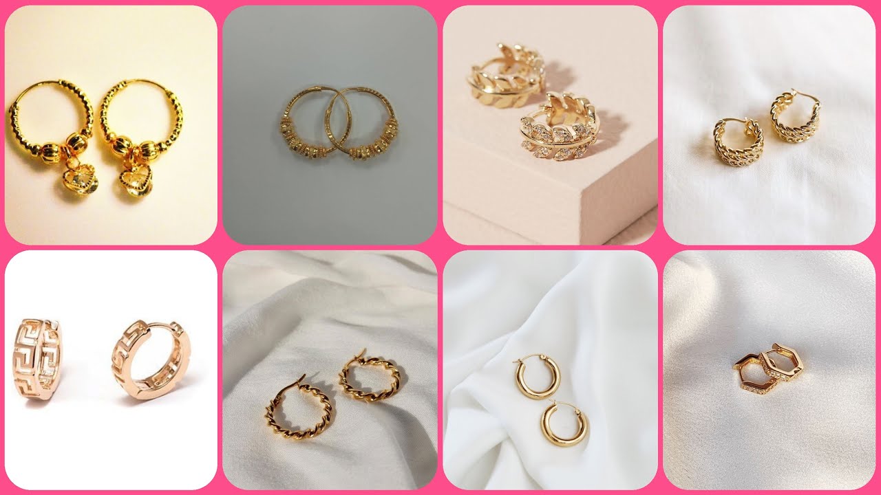 Gold Plated Round Design Hoop Earring