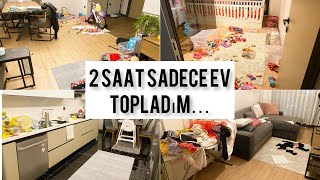 39I Ev düzeni // 2 saat sadece çok dağınık ev topladım // Köpük köpük tezgah sildim#temizlik