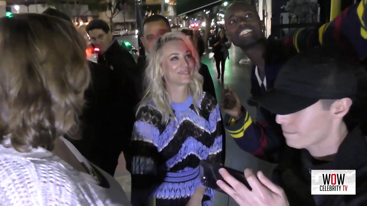 Kaley Cuoco greets fans outside avalon in hollywood