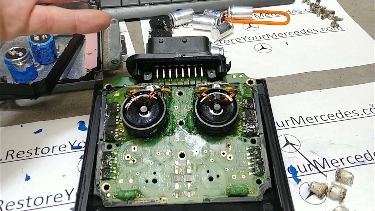 Mercedes S600 ignition voltage transformer internals. Capacitors failed