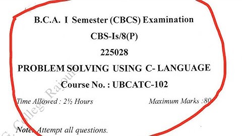 BCA 1st semester C Language question paper | jammuuniversity