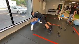 Plank up downs on bench