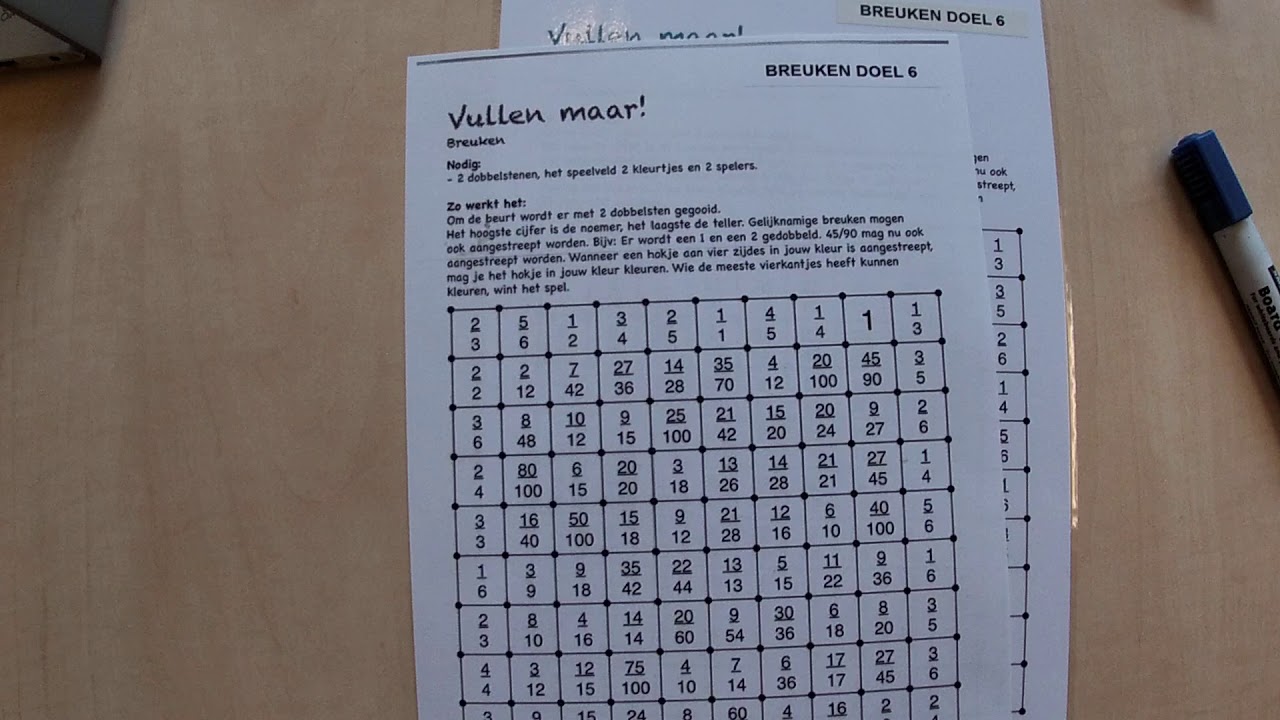 spel: vullen maar (bovenbouw, breuken)