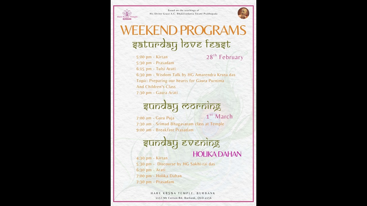 Sunday Love Feast Topic: 