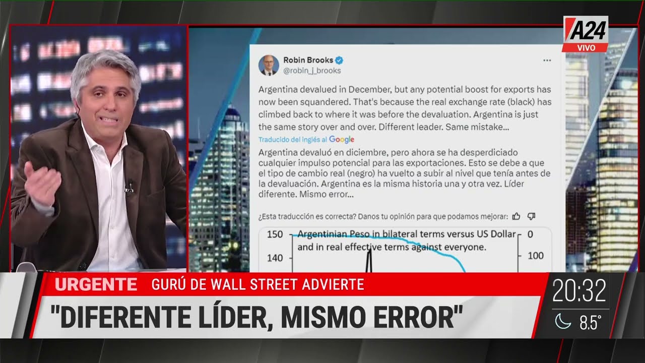 La advertencia del gurú de Wall Street, Robin Brooks, para la economía argentina: Diferente líder, mismo error