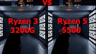 Ryzen 3 3200G vs Ryzen 5 5500 en 8 juegos (RX 580 8 GB)