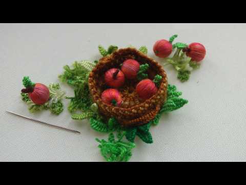 Easy 3D Apple Basket Embroidery | Beautiful Hand Embroidery Design Idea