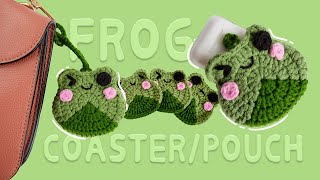 🐸How to crochet a Frog Coaster&Pouch Tutorial|Easy&Qute FOR BEGINNER FRIENDLY|青蛙杯墊錢袋鉤針視頻#amigurumi