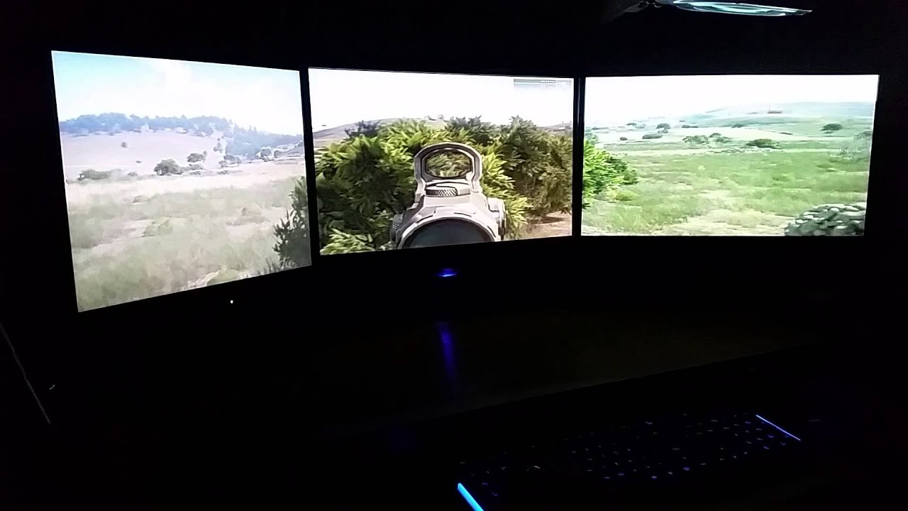 3 Monitors playing First Person Shooter (Arma 3) YouTube