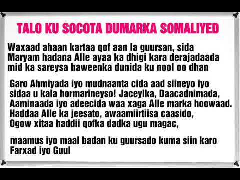 Talloyin Ku Socota Dumarka Somaliyed
