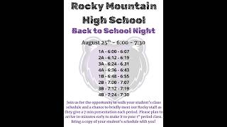 RMHS Back to School Night 2026 - 2027