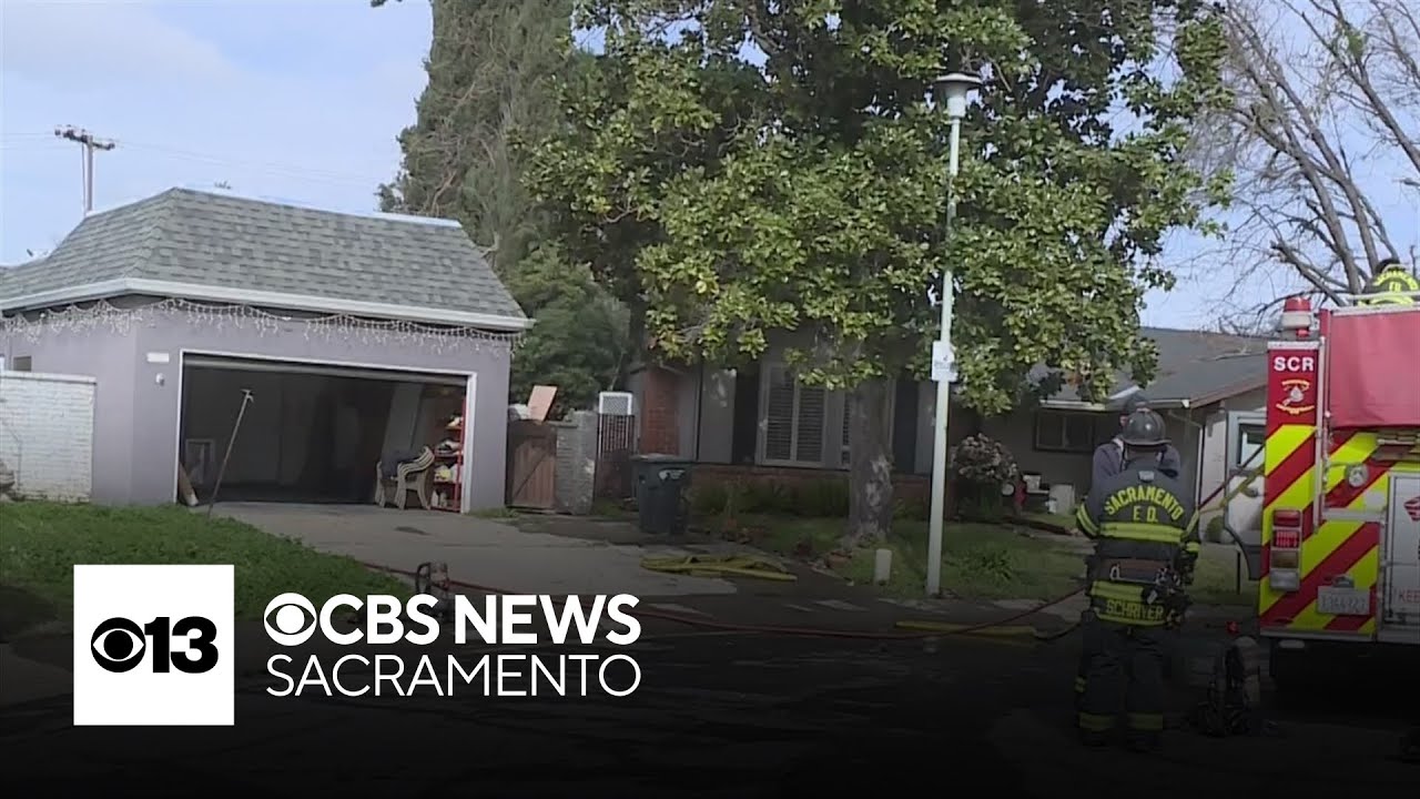 Vacant home catches fire on Lycoming Court in Sacramento - YouTube