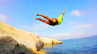 أجمل القفزات في شاطئ كرابلانكا الشاطئ الذي لا يعرفه كثير من المغاربة Cara Blanca Cliff jumps