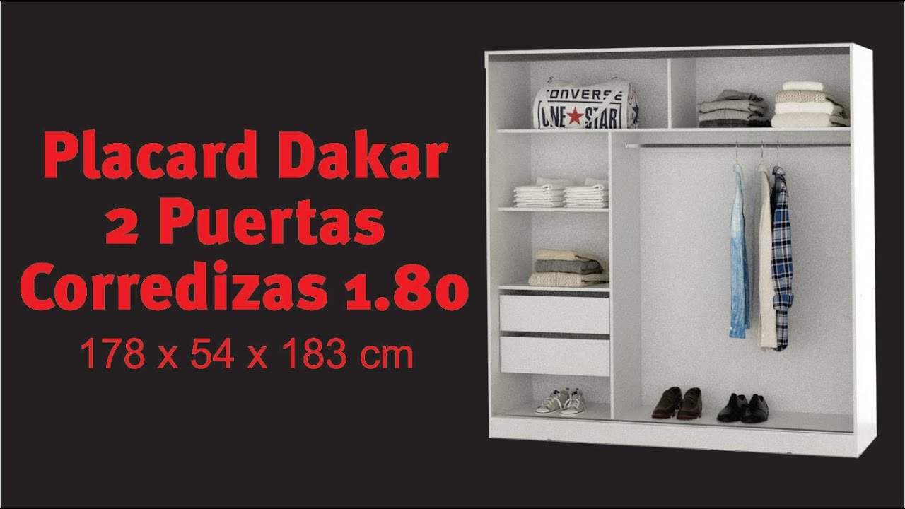 Placard 2 Puertas 180x200 con Espejo - Armar