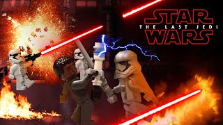 Lego Star Wars the Last Jedi Supremacy Destroyer Destruction and Finn Fighting Captain Phasma.