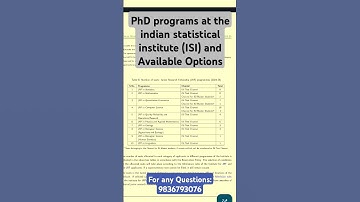 PhD programs at the Indian Statistical Institute (ISI) and available options #isiadmission #isi