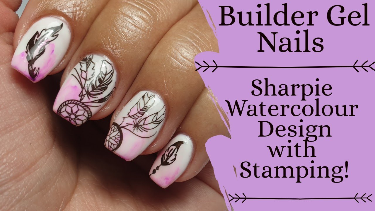 Builder Gel Nails Using Premier Gel BIAB 💅🏻 Sharpie Nail Art & Stamping ...