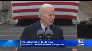 President Biden Pushes Infrastructure Plan At 'Red List' Bridge In Woodstock, New Hampshire