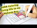ASMR Fast Coloring Turning My Makeup Box Alive #asmrsounds #art #satisfying