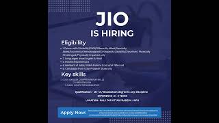 #jiojobs #fresherjobs #jobopportunities #hiring #applynow #jobs #followformore