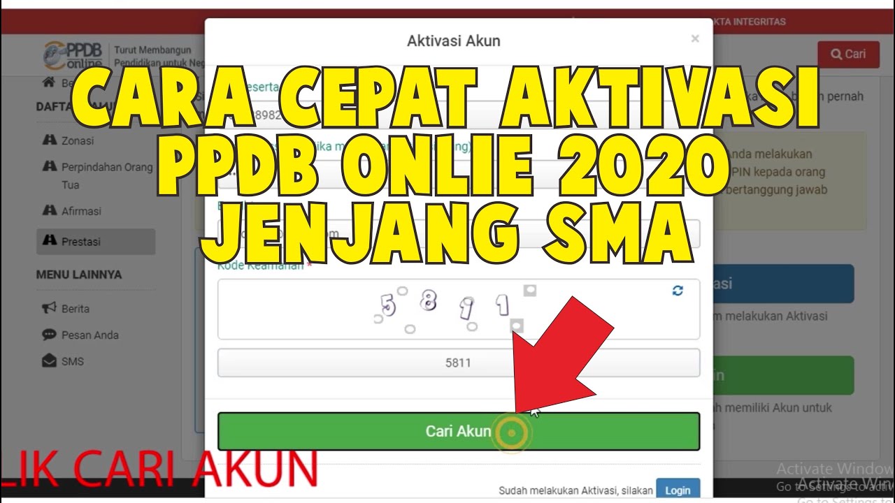 Cara Aktivasi Akun PPDB Onlie SMA 