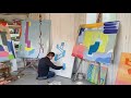 The journey of an oil painting | Acrobats and Flowers