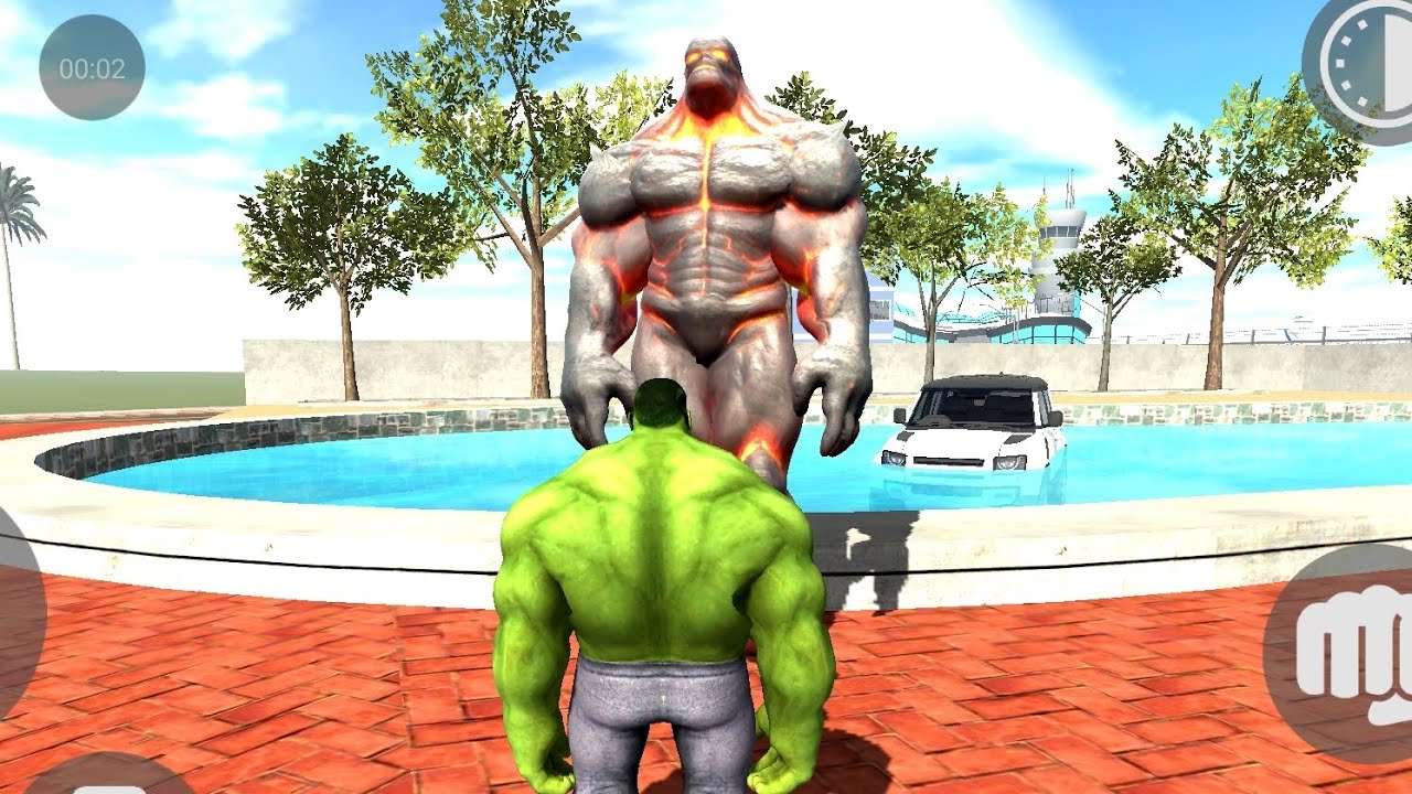 Giant Lava titan in Indian bike driving 3d game Vs Green hulk in Indian bike driving 3d 