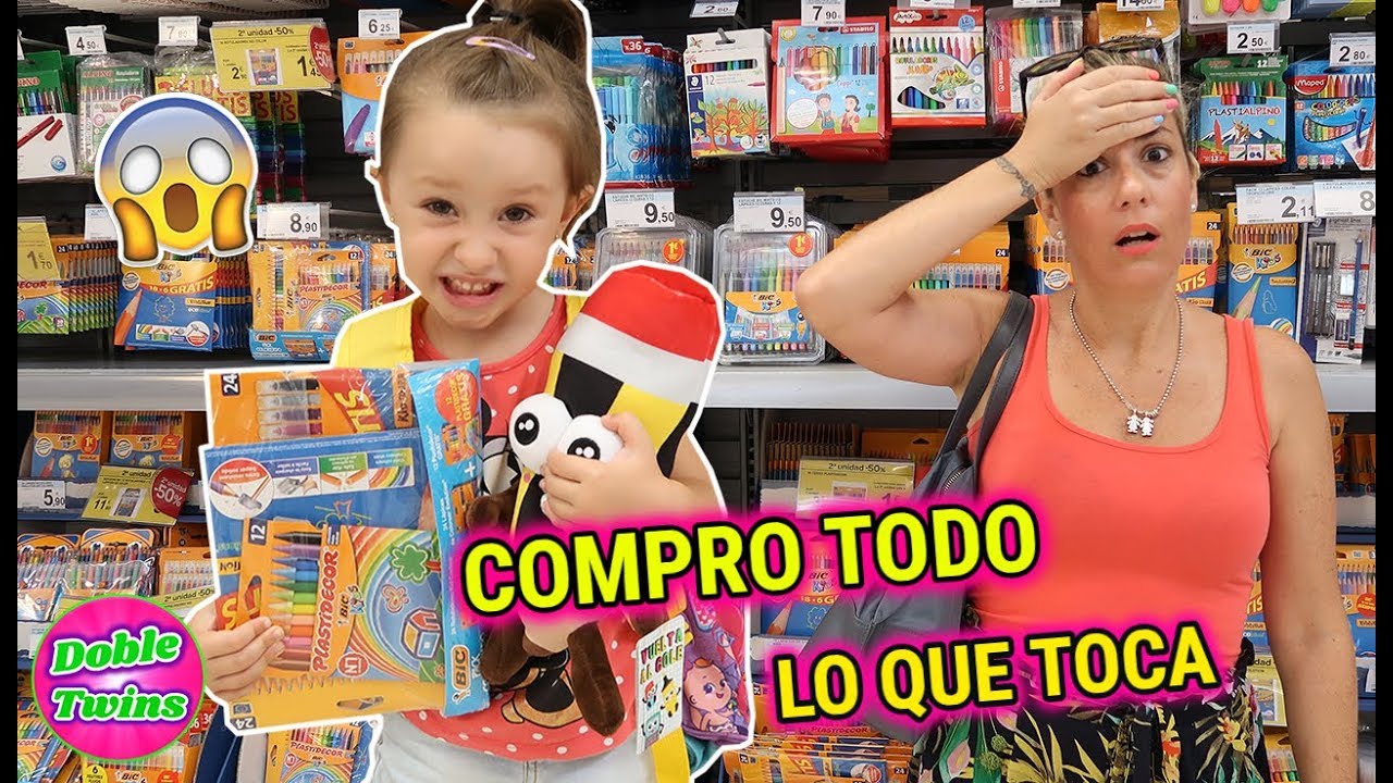 COMPRO TODOS LOS ÚTILES ESCOLARES QUE TOCA MI HIJA DE 3 AÑOS EN 2 MINUTOS! RETO MATERIAL ESCOLAR
