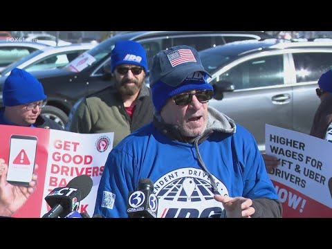 Rideshare drivers gather at Bradley Airport in one-day strike to demand ...