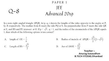 JEE Advanced 2019 Math Paper 1 (Q 8) solution | IIT JEE Maths | #jeeadvanced2019  #projecteducation