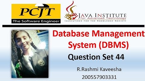 Java Institute || Database Management System (DBMS) || Question set 44