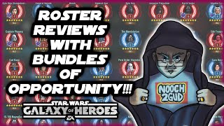 Lots of Roster Review Diversity!  Free to Play, Lightspeed Bundle, End Game and MOAR!  SWGOH