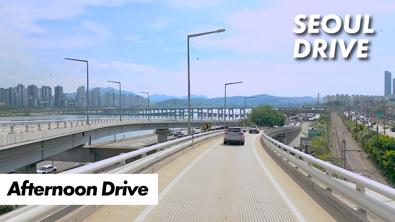 [Day Drive] Sunny Lo-fi Day Drive in Seoul 4K — via Han River & Gangnam | 서울 주간 드라이브 4K