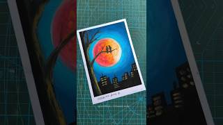 Cara gambar pemandangan bulan di malam hari bulan 🌙🐦 #art #drawing #drawingtutorial #howtodraw