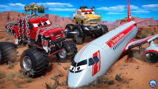 Plane Crash Disaster: Evil Monster Trucks Destroys Airplane | Police Cars, Fire Truck Action Rescue screenshot 5