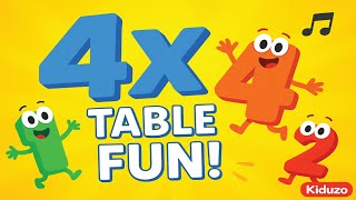 Wow! 4 Times Table Song 🎵 | Easy Math for Kids | Kiduzo