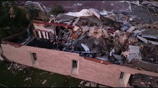 Tornado's extensive damage to elementary school in Alvin, Texas