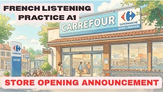French Listening Practice A1|| Store Opening Hours Annoucement || Learn French for Beginners