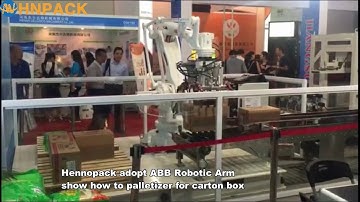 Hennopack adopt ABB Robotic Arm show how to palletizer for carton box