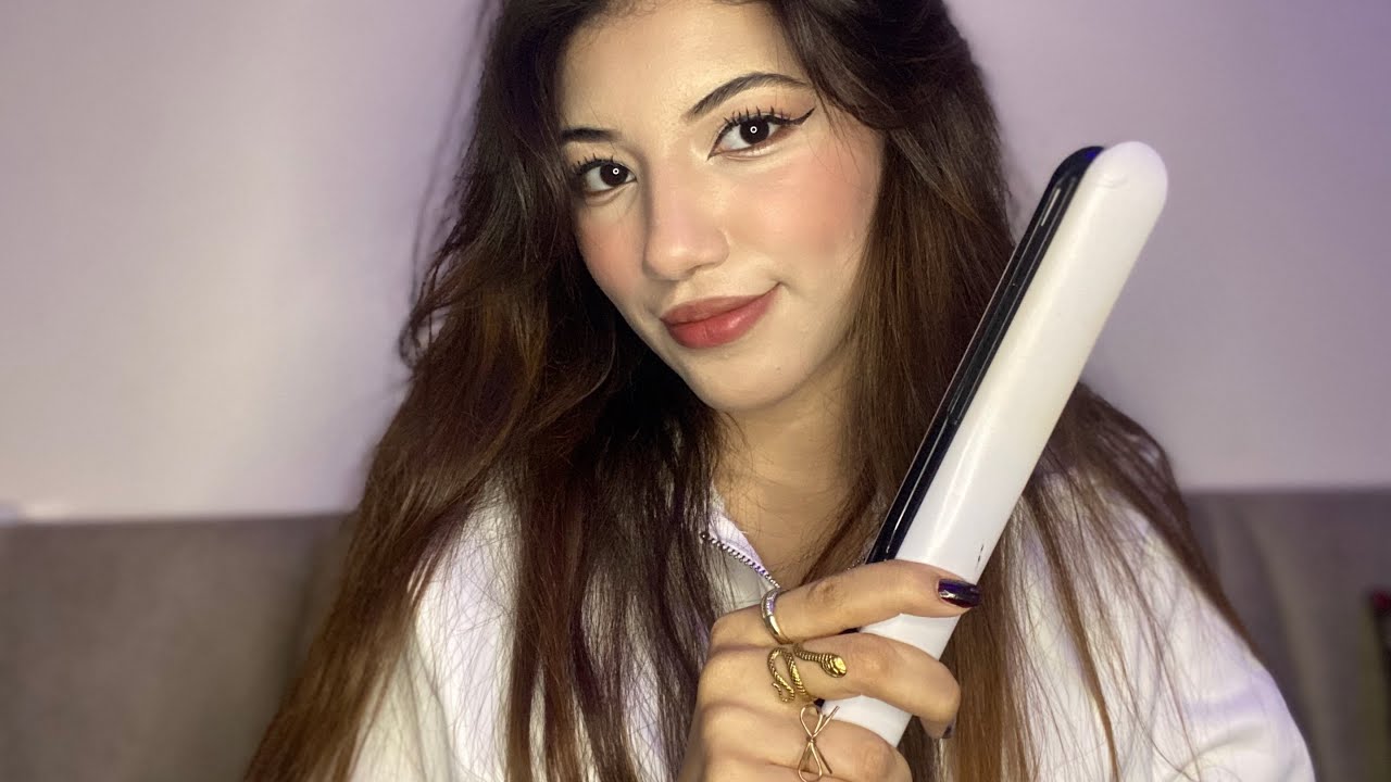 ASMR Straightening & Curling Your Hair with A Straightener 🪮🎀🤍(Fast & Aggressive - No Talking) 