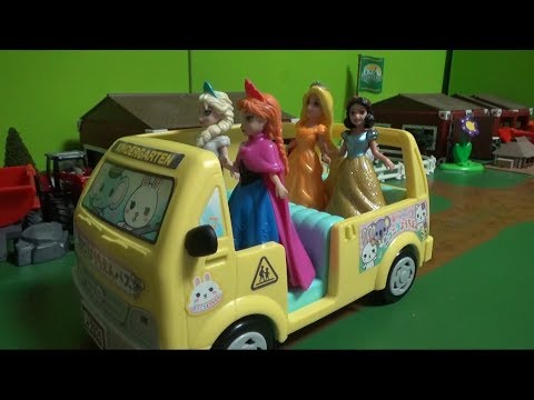 디즈니 공주 겨울왕국 엘사 유치원 버스 타기 장난감 Disney Princess <strong>Frozen</strong> <strong>Elsa</strong> ride Kindergarten bus toys