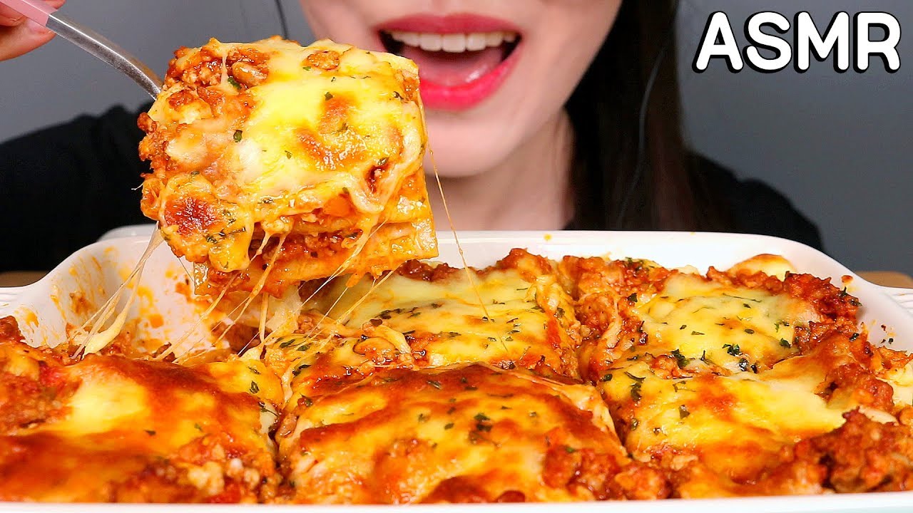 ASMR CHEESY LASAGNA 라자냐 리얼사운드 먹방 咀嚼音 ラザニア MESSY EATING SOUNDS NO TALKING MUKBANG