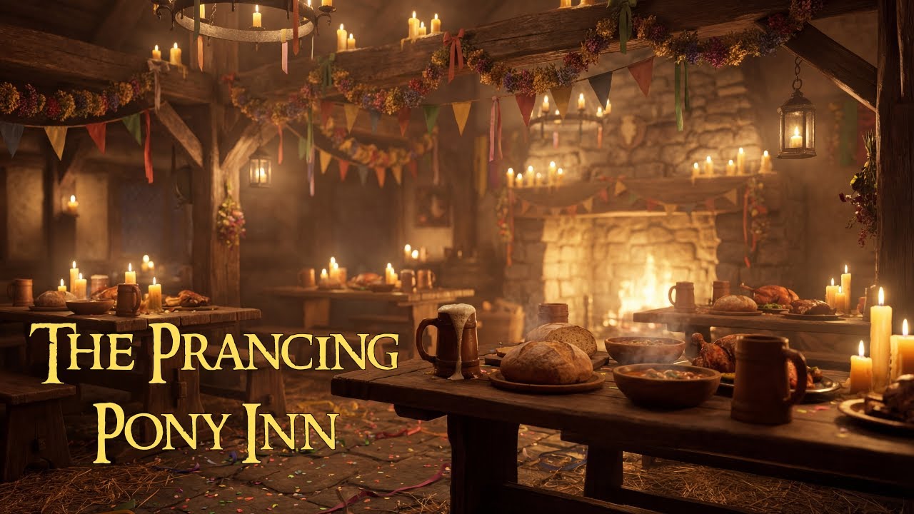 Medieval Tavern Ambience | Crackling Fireplace | The Prancing Pony Inn