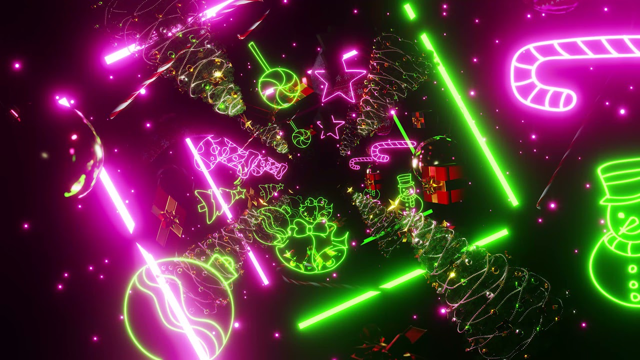 NEON CHRISTMAS VJ LOOP - Abstract Christmas Background (No Sound)