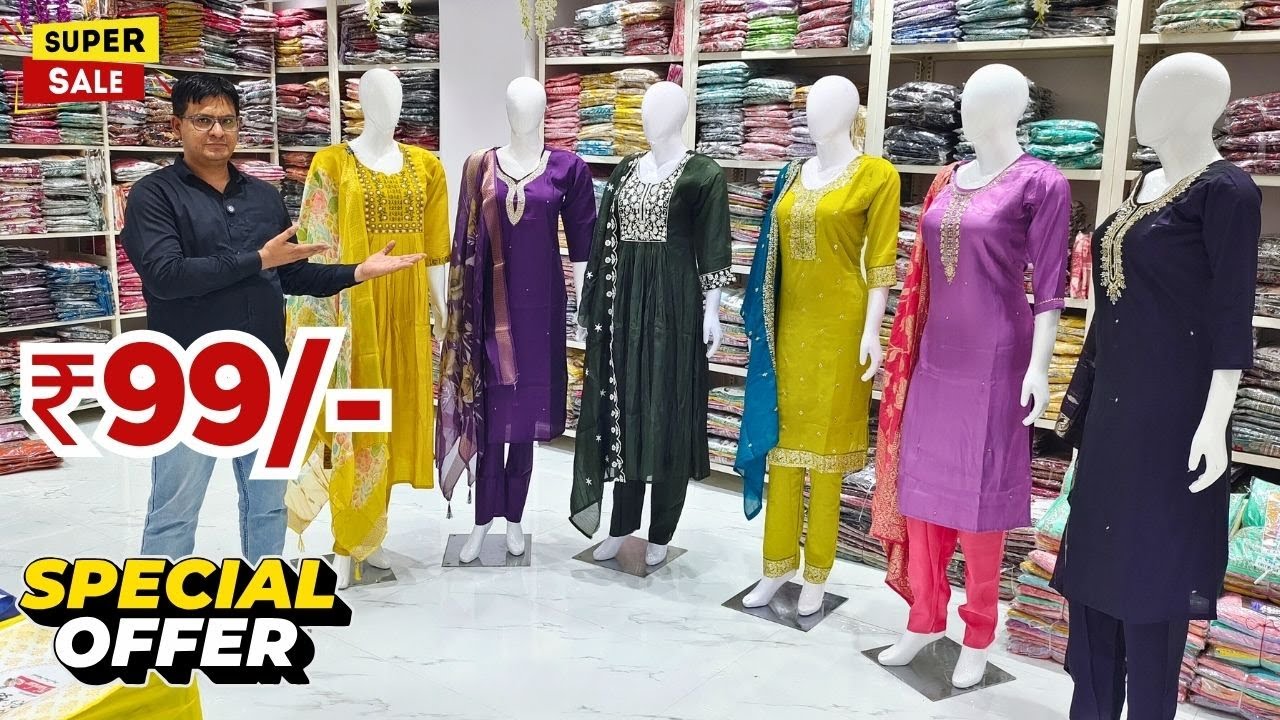 Madina Wholesale Readymade ₹99/- తక్కువ ధర ఆఫర్ Long Frocks Kurtis Hyderabad Market