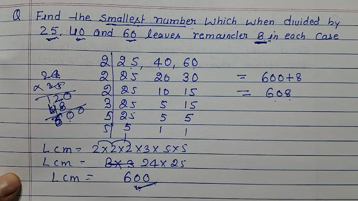 Find the smallest numbers which when divided by 25, 40 and 60 leaves remainder