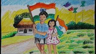 Easy Republic Day drawing for beginners with Oil Pastels || Independence day drawing for kids.